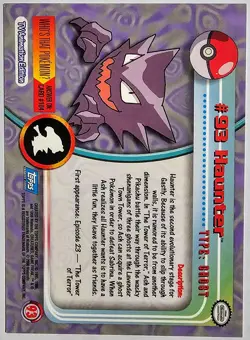Topps Pokemon Haunter #93 2000 TV Animation Edition Blue Logo Non Holo - Image 2