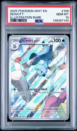 2025 POKEMON WHT EN-WHITE FLARE ILLUSTRATION RARE #106 DEWOTT PSA 10 - Image 1