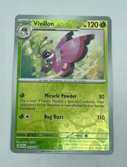 Vivillon 010/198 Scarlet & Violet Pokemon TCG Reverse Holo Mint Unplayed - Image 1