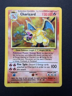 Pokemon TCG Charizard 4/102 Base Set Unlimited Holo Rare MP - Image 1