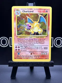 Pokemon TCG Charizard 4/102 Base Set Unlimited Holo Rare WOTC MP - Image 2
