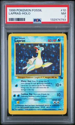 1999 POKEMON FOSSIL #10 LAPRAS-HOLO PSA 7 - Image 1