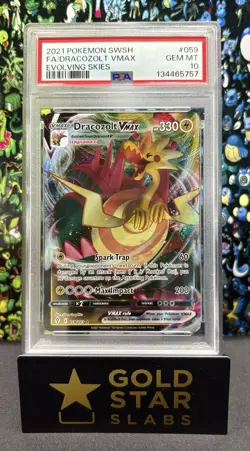 Pokemon TCG Dracozolt VMAX Evolving Skies Holo Ultra Rare Card 059/203 PSA 10 - Image 1