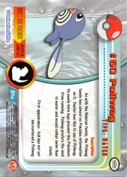 POLIWAG #60 - BLUE Logo - NON-HOLO - SERIES 1 - TOPPS Pokemon Card - NM/LP - Image 2