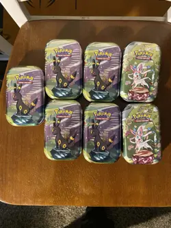 *EMPTY* Pokemon Prismatic Evolution Mini Tin Including ART and COINS x7 umbreon - Image 1