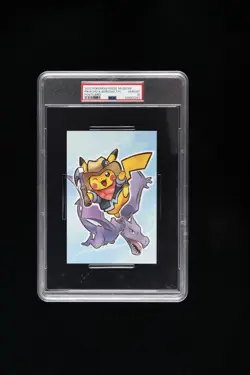 2022 POKEMON FOSSIL MUSEUM POSTCARD PIKACHU & AERODACTYL PSA 10 - Image 1