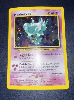 Pokemon TCG Misdreavus 11/64 (Double Holo Error) Neo Revelation Holo Rare #11 - Image 2