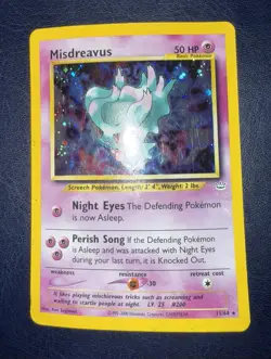 Pokemon TCG Misdreavus 11/64 (Double Holo Error) Neo Revelation Holo Rare #11 - Image 5