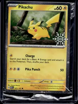 2023 Pokemon SV 151 Pikachu Snowflake Stamp Cosmos Holo #025/165 - Image 1