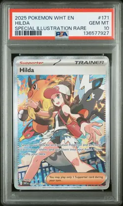 2025 Pokemon Wht En-White Flare #171 Hilda Special Illustration Rare PSA 10 - Image 1