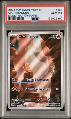 PSA 10 GEM MINT Charmander Illustration Rare 168/165 SV Pokemon 151 2023 English - Image 1