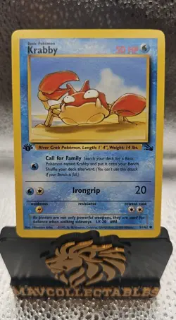 Krabby 1st Edition 51/62 Fossil Set Pokemon Card - Image 1
