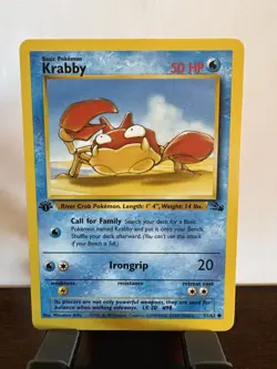 Pokemon TCG Krabby Fossil, 1st Edition Common Card 51/62 Lightly Played #2 - Image 1