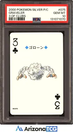 Pokemon 2000 Graveler 075 3 Of Clubs Pokemon Silver Playing Card Japanese PSA 10 - Image 1