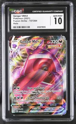 Gengar VMAX 157/264 2021 Fusion Strike Holo CGC 10 Gem Mint Graded Pokemon Card - Image 1