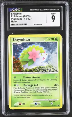 CGC 9 MINT Shaymin 2009 Platinum 14/127 Holo SWIRL Pokemon Card - Image 1