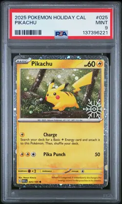 2025 POKEMON HOLIDAY CALENDAR #025 PIKACHU PSA 9 - Image 1