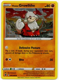 Pokemon - Hisuian Growlithe 070/189 Deck Exclusives Cosmos Holo PROMO LP - Image 1