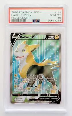 PSA 10 GEM MINT Boltund V 181/192 Rebel Clash Ultra Rare Full Art Pokemon - Image 1