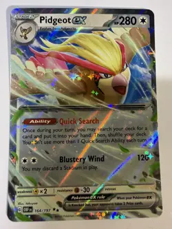 Pidgeot ex 164/197 SV03: Obsidian Flames NM Pokemon Card TCG - Image 1