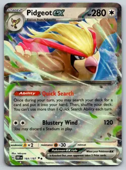 Pidgeot ex 164/197 SV03: Obsidian Flames NM Pokemon Card TCG - Image 1