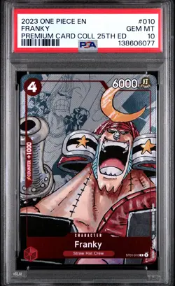 2023 ONE PIECE PREM BANDAI PREM CARD COLL 25TH ED #010 FRANKY PSA 10 - Image 1
