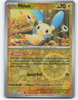 Minun #061/182 Reverse Holo Pokemon Card SV04: Paradox Rift - Image 1