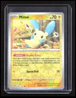 Minun 061/182 Reverse Holo SV04: Paradox Rift Pokemon tcg Card CB-2-2-A-19 - Image 1