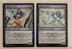Nightveil Sprite X2 Altered Art Hand Painted MTG Magic the Gathering Anime Girl - Image 1
