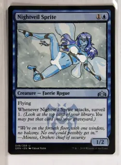 Nightveil Sprite X2 Altered Art Hand Painted MTG Magic the Gathering Anime Girl - Image 2