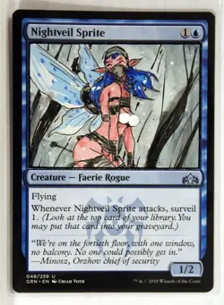 Nightveil Sprite X2 Altered Art Hand Painted MTG Magic the Gathering Anime Girl - Image 3