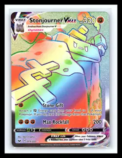 💥 Pokemon TCG Stonjourner VMAX Rainbow Secret Rare Holo 205/202 Sword & Shield - Image 1