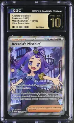 Acerola's Mischief *CGC PRISTINE 10* Ultra Rare *Mega Evolution* #165* Pokemon - Image 1