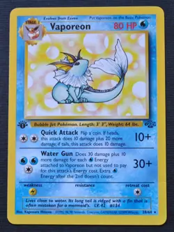 Vaporeon #28 / 64 1st Edition Jungle - LP - Pokemon 1999 TCG WOTC Vintage - Image 1