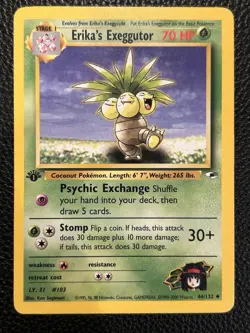 Pokemon TCG Gym Heroes Erika's Exeggutor Card 44/132 Uncommon 1st Edition - Image 1