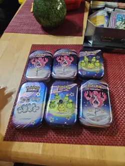 EMPTY Pokemon TCG 6 Mixed Mini Tin Display Sticker And C Art (NO PACKS) - Image 2