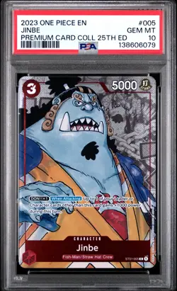 2023 ONE PIECE PREM BANDAI PREM CARD COLL 25TH ED #005 JINBE PSA 10 - Image 1