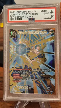 Dragonball Super Card Ultimate Force SSB Vegito BT2-123 SCR 2017 PSA 10 1st DBS - Image 2