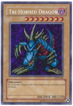 Yu-Gi-Oh! - Tri-Horned Dragon - LOB-000 - Secr. R. - Leg. of Bl. E-25th -Unl. E - Image 1