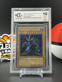 Tri-Horned Dragon LOB-000 Unlimited BCCG 10 Yugioh TCG Secret Rare (CB) - Image 1