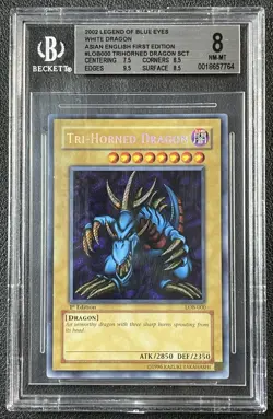 TRI-HORNED WHITE DRAGON BGS 8 2002 YU-GI-OH! LEGEND OF BLUE EYES ENGLISH LOB-000 - Image 1