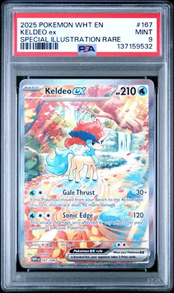 2025 POKEMON WHT EN-WHITE FLARE SPECIAL ILLUSTRATION RARE #167 KELDEO EX PSA 9 - Image 1