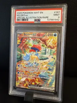 2025 POKEMON WHT EN-WHITE FLARE SPECIAL ILLUSTRATION RARE #167 KELDEO EX PSA 9 - Image 1