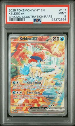 2025 POKEMON WHT EN-WHITE FLARE SPECIAL ILLUSTRATION RARE #167 KELDEO EX PSA 9 - Image 1