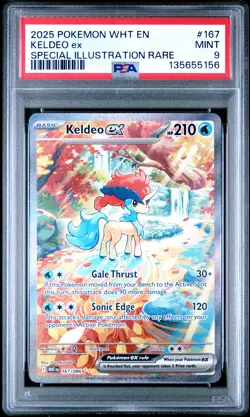 2025 POKEMON WHT EN-WHITE FLARE SPECIAL ILLUSTRATION RARE #167 KELDEO EX PSA 9 - Image 1