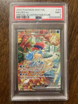 2025 POKEMON WHT EN-WHITE FLARE SPECIAL ILLUSTRATION RARE #167 KELDEO EX PSA 9 - Image 1