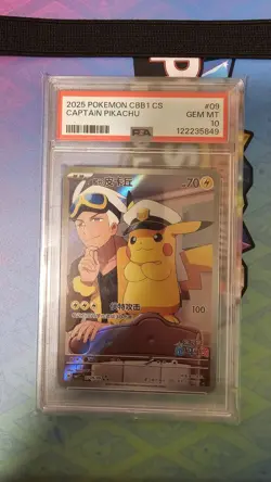 2025 Pokemon CBB1 CS Simplified Chinese #09 Captain Pikachu PSA 10 GEM MINT - Image 1