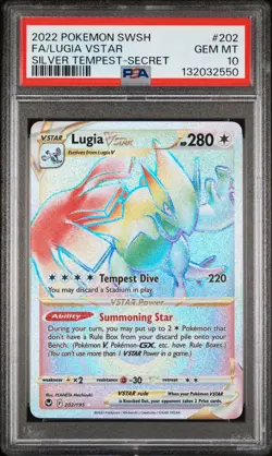 2022 POKEMON SWORD & SHIELD SILVER TEMPEST SECRET FULL ART/LUGIA VSTAR PSA 10 - Image 1