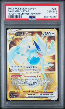 2022 POKEMON SWORD & SHIELD SILVER TEMPEST SECRET FULL ART/LUGIA VSTAR PSA 10 - Image 1
