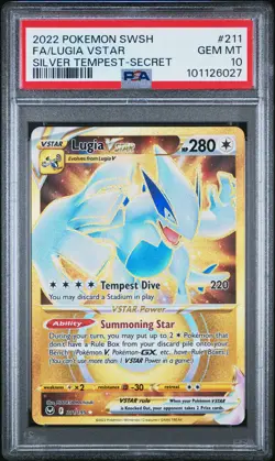 2022 POKEMON SWORD & SHIELD SILVER TEMPEST SECRET FULL ART/LUGIA VSTAR PSA 10 - Image 1